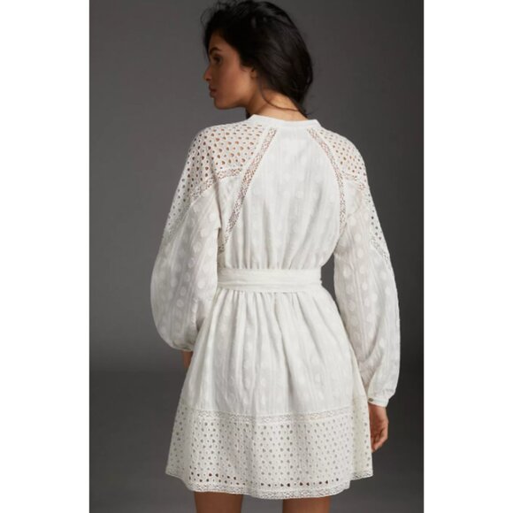 Anthropologie Ophelia Eyelet Mini Dress in White XL - Picture 2 of 16